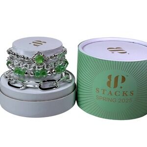 Bomb Party Stacks Spring 2025 Creating Pure Envy Silver Green Bracelet ST46078